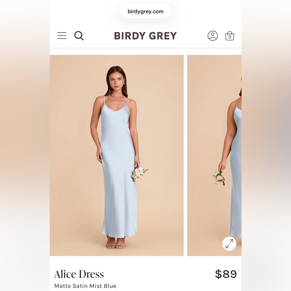BIRDY GREY Alice Dress Matte Satin Mist Blue V Neck A Line Bridesmaid S